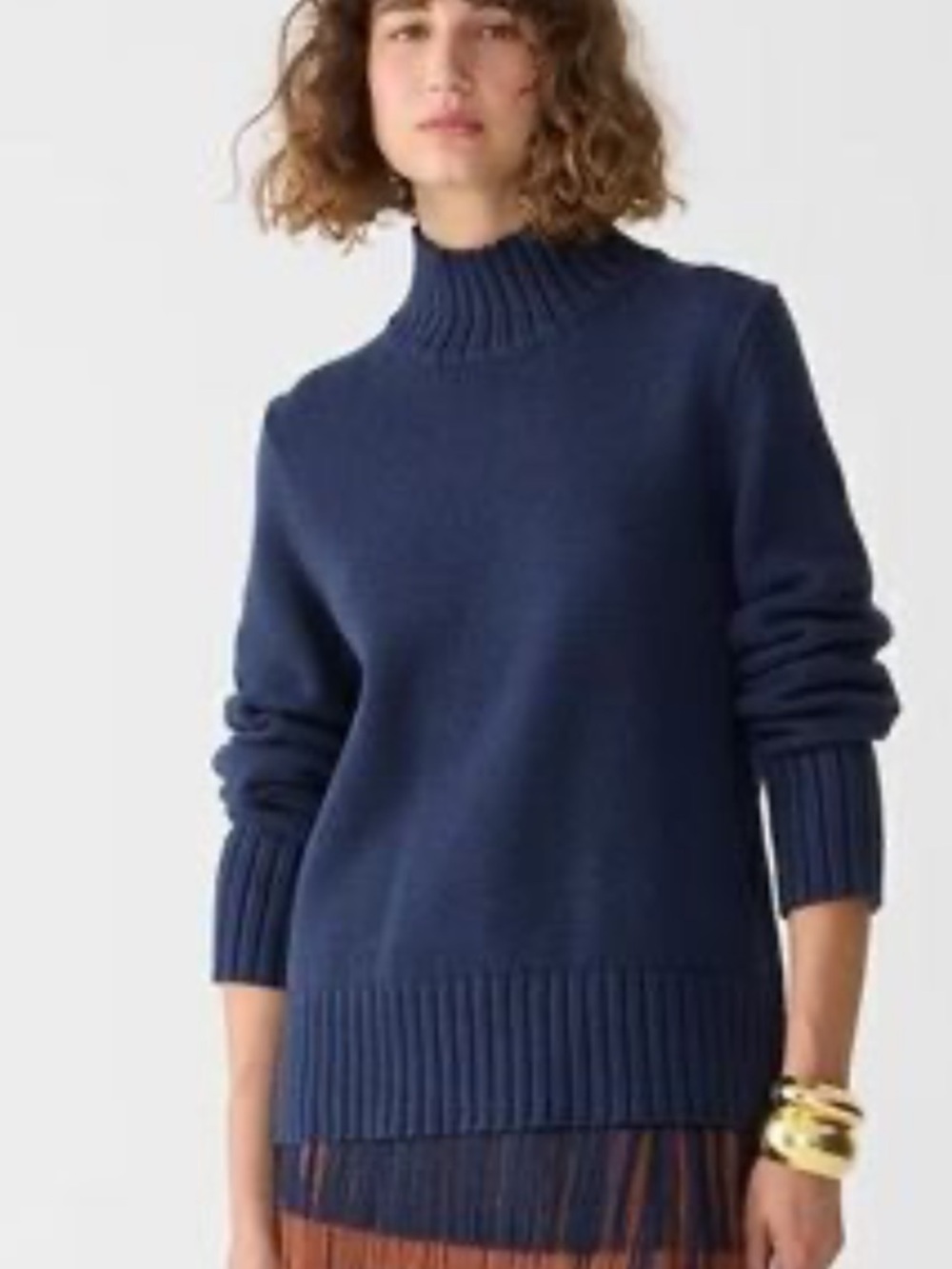 J. Crew Navy Blue Cotton Turtleneck Knit Sweater